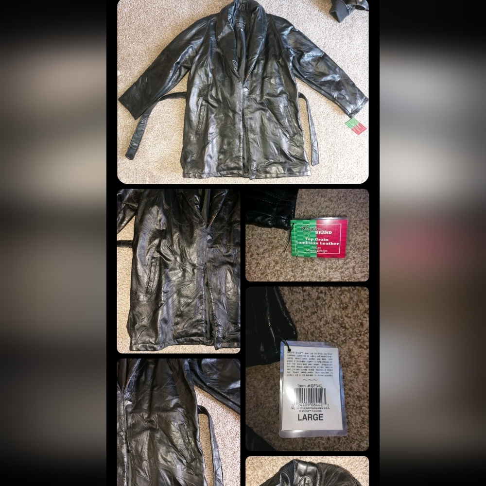 Maxam leather jacket large woman's coat lambskin brand new tag on